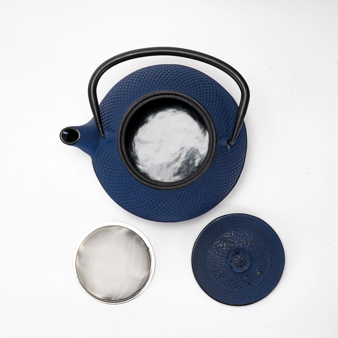 Navy Blue Hobnail Cast Iron Teapot