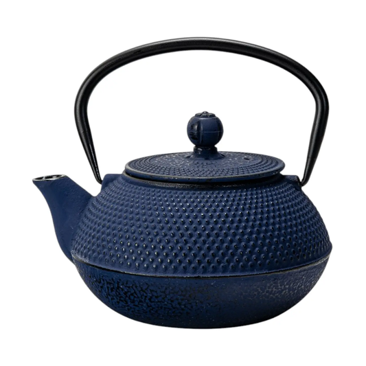 Navy Blue Hobnail Cast Iron Teapot