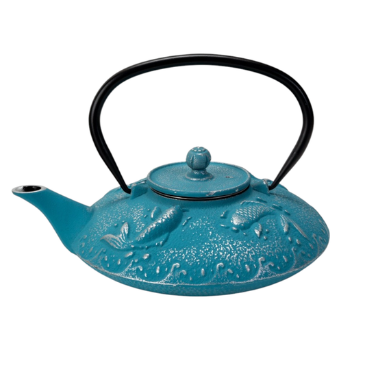 Blue Koi Fish Cast Iron Teapot